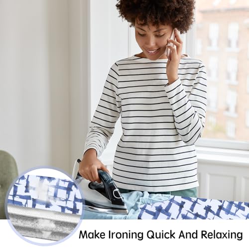 BNDX Ironing Board Cover and pad - 15 x 54 Thick Padding 4 Layers with 2" Elastic, Stain Resistant & Durable Scorch, 2 Click Buckles for Smooth Iron/Easy Installation in Laundry Room, Blue Brushstrokes - Image 5