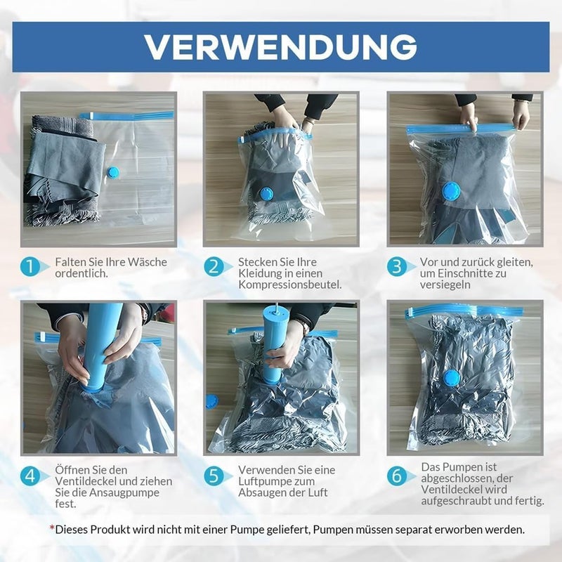 Vacuum bags for clothes, pack of 10 reusable 40 x 30 cm storage bags, vacuum storage bags with seal and space-saving travel bags - Image 3