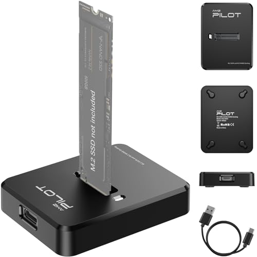 AMZPILOT Tool-Free M.2 NVMe & SATA to USB C Docking Station, 10Gbps SSD Reader Adapter for Data Rescue & External Storage, Supports M/B+M Key NVMe PCIe & SATA NGFF 2230-22110, for Laptop, PC - Image 1