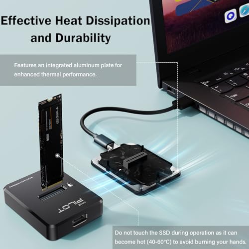 AMZPILOT Tool-Free M.2 NVMe & SATA to USB C Docking Station, 10Gbps SSD Reader Adapter for Data Rescue & External Storage, Supports M/B+M Key NVMe PCIe & SATA NGFF 2230-22110, for Laptop, PC - Image 5