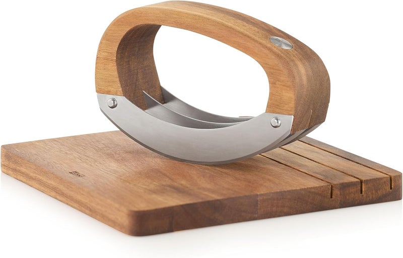 Adhoc RoccaVerde Chopping Knife - Chef Knife with Chopping Board - Multi-Purpose Tool Made for Easy & Everyday Use - Knife with Ergonomic Acacia Wood Handle - Acacia Wood Chopping Board - Image 3