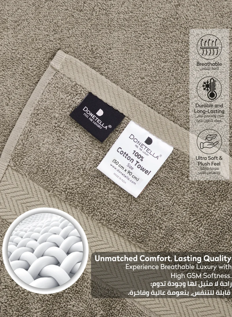 Donetella Premium 100 % Combed Cotton 4-Pcs Hand Towel Set (50 X 90 CM) 600 GSM Super Soft Hand Towel, Highly Absorbent, Quick Dry,Best Towel for Bathroom, Spa And Hotel,Dark Beige