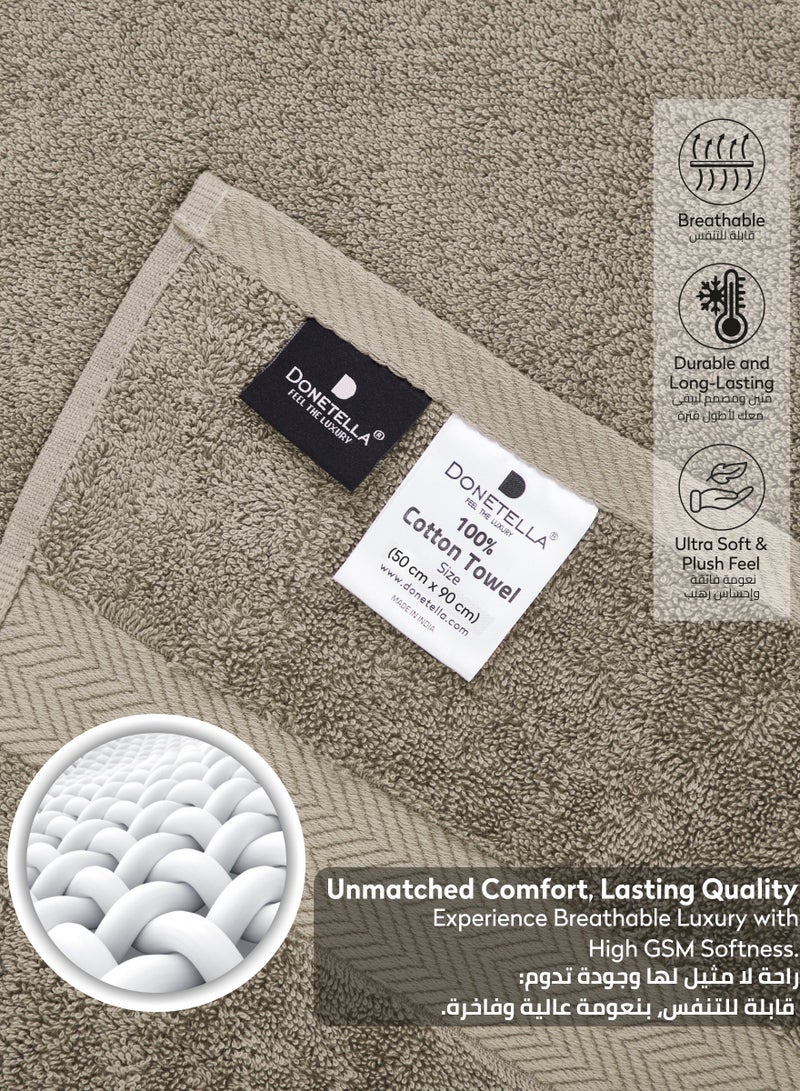 Donetella Premium 100 % Combed Cotton 4-Pcs Hand Towel Set (50 X 90 CM) 600 GSM Super Soft Hand Towel, Highly Absorbent, Quick Dry,Best Towel for Bathroom, Spa And Hotel,Dark Beige - Image 5