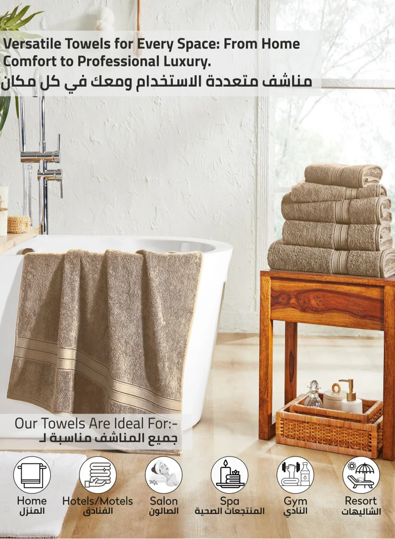 Donetella Premium 100 % Combed Cotton 4-Pcs Hand Towel Set (50 X 90 CM) 600 GSM Super Soft Hand Towel, Highly Absorbent, Quick Dry,Best Towel for Bathroom, Spa And Hotel,Dark Beige