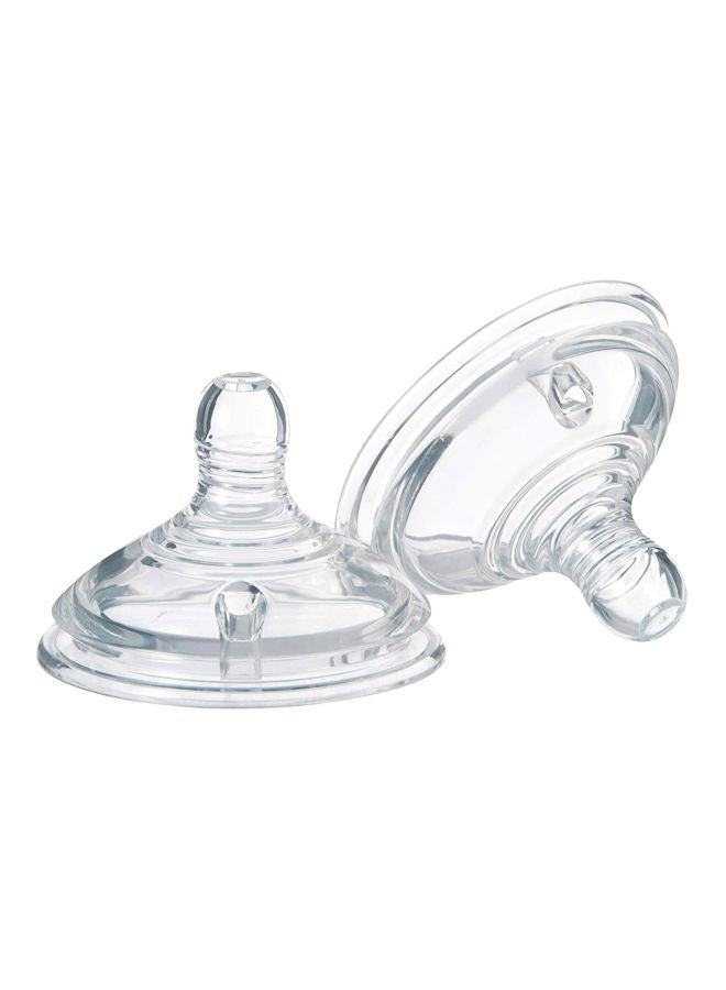 tommee tippee Closer to Nature Baby Bottle Teats, Breast-Like, Anti-Colic Valve, SOft Silicone, Medium Flow, 3m+, Pack Of 2 - Image 1