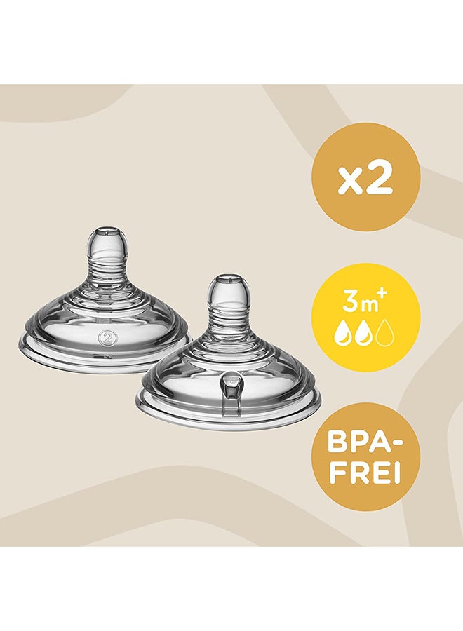 tommee tippee Closer to Nature Baby Bottle Teats, Breast-Like, Anti-Colic Valve, SOft Silicone, Medium Flow, 3m+, Pack Of 2 - Image 4