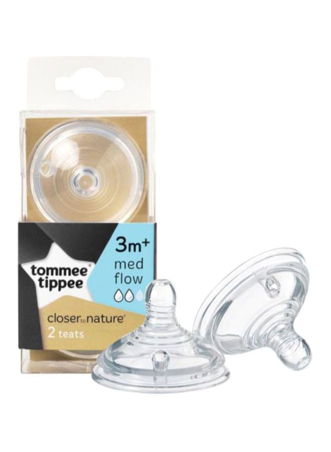 tommee tippee Closer to Nature Baby Bottle Teats, Breast-Like, Anti-Colic Valve, SOft Silicone, Medium Flow, 3m+, Pack Of 2 - Image 2