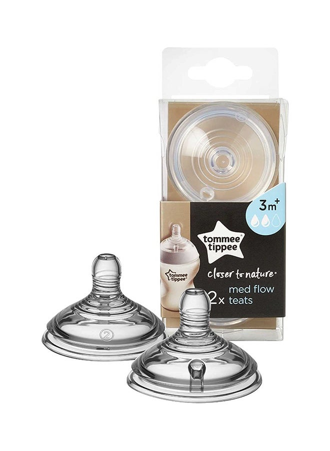 tommee tippee Closer to Nature Baby Bottle Teats, Breast-Like, Anti-Colic Valve, SOft Silicone, Medium Flow, 3m+, Pack Of 2 - Image 3