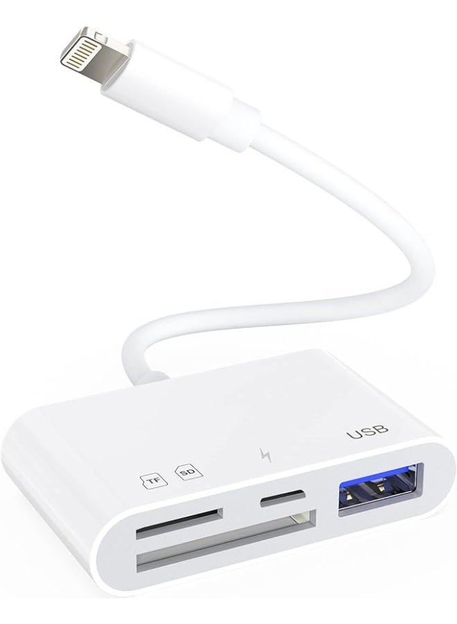 4-in-1 Lightning to SD Card Reader - Fast Charging & USB OTG Adapter - Portable, Easy-to-Use Solution for iPhone/iPad Memory Transfer - High Quality - Image 1