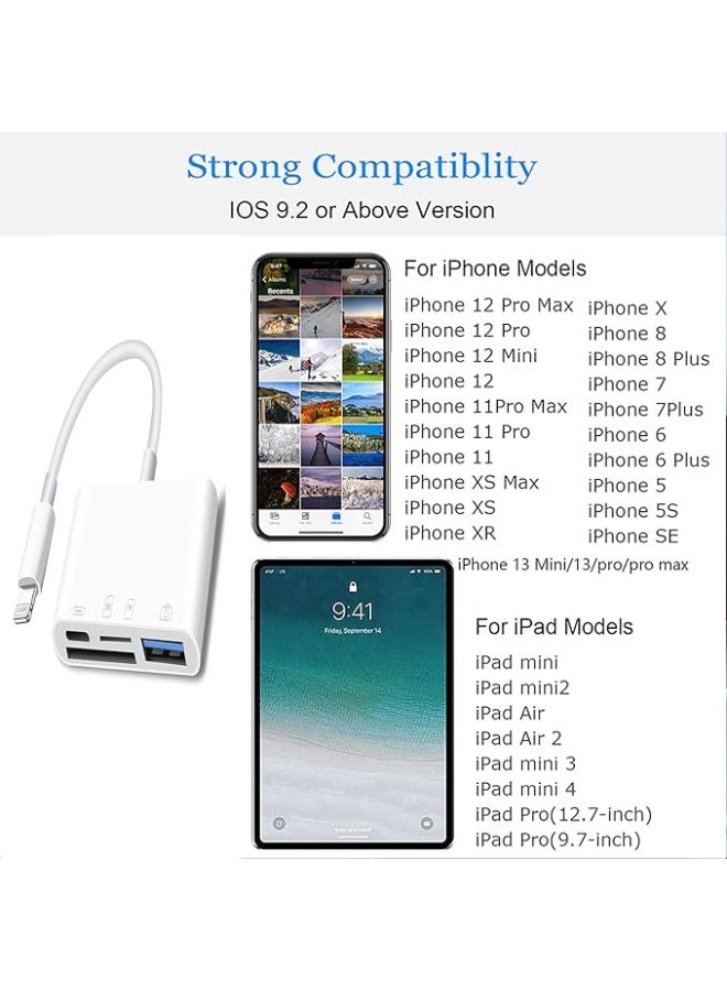 4-in-1 Lightning to SD Card Reader - Fast Charging & USB OTG Adapter - Portable, Easy-to-Use Solution for iPhone/iPad Memory Transfer - High Quality - Image 4