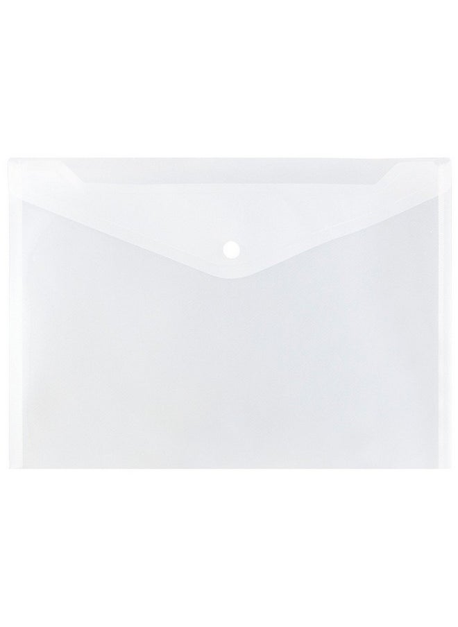 JAM PAPER Plastic Envelopes with Snap Closure - Letter Booklet - 9 3/4 x 13 - Clear - 12/Pack