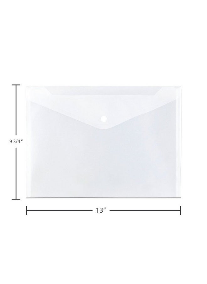JAM PAPER Plastic Envelopes with Snap Closure - Letter Booklet - 9 3/4 x 13 - Clear - 12/Pack