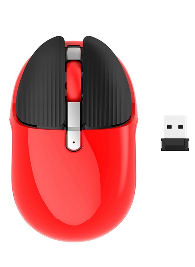 NIBEMINENT Rechargeable Bluetooth Mouse With USB Adapter Red/Black/Silver - Image 1