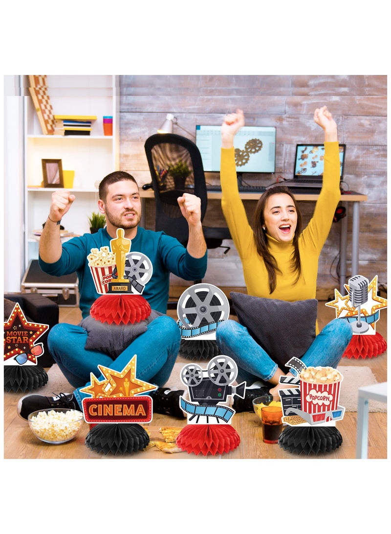 حفلة مثمرة قطعة مركزية على شكل قرص عسل ليلة الفيلم، 12 قطعة من قرص العسل على شكل قرص عسل تحت عنوان ليلة الفيلم، قطعة مركزية على شكل قرص عسل في مسرح السينما، قطعة مركزية على شكل قرص عسل لحفلات عيد ميلاد ليلة السينما - Image 3