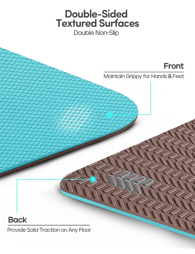 Heathyoga Eco Friendly Non Slip Yoga Mat, Body Alignment System, SGS Certified TPE Material - Textured Non Slip Surface and Optimal Cushioning,72"x 26" Thickness 1/4" - Image 3