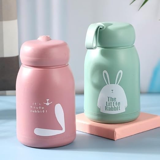 SHOPELLA SHORELLA Adorable Glass Water Bottle with Rabbit Design Print Leakproof Perfect for OntheGo Hydration Ideal Gift - Image 1