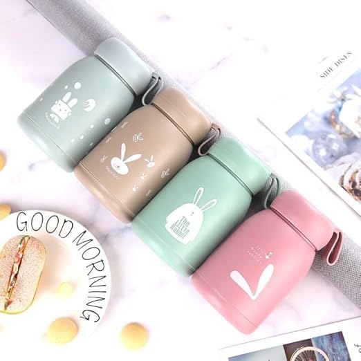 SHOPELLA SHORELLA Adorable Glass Water Bottle with Rabbit Design Print Leakproof Perfect for OntheGo Hydration Ideal Gift - Image 2