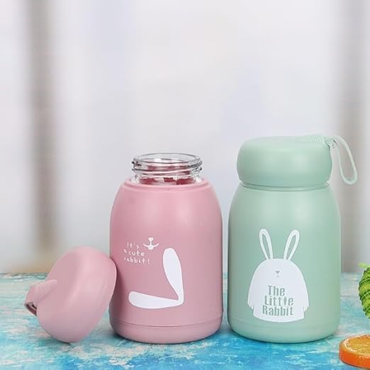 SHOPELLA SHORELLA Adorable Glass Water Bottle with Rabbit Design Print Leakproof Perfect for OntheGo Hydration Ideal Gift - Image 4