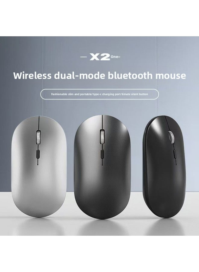 Loquat X2 Dual-Mode Bluetooth Wireless Mouse Rechargeable For Huawei For Apple Notebook Tablet Silent Metal Mouse-Color:X2 Single Mode 2.4g Black (private Model Upgraded Version) - Image 2