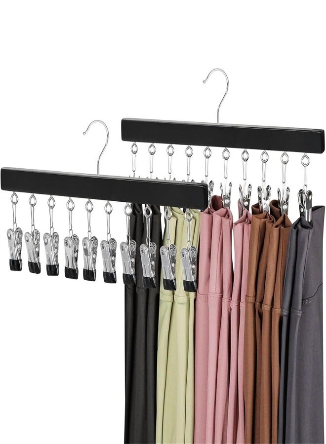 Non Slip Hangers, Space Saving Clothes Hanger， Pack Pants Hangers Hat Racks with Clips, Holds 20 Leggings, Hats, Pants, Jeans, Scarves etc.  - Image 1
