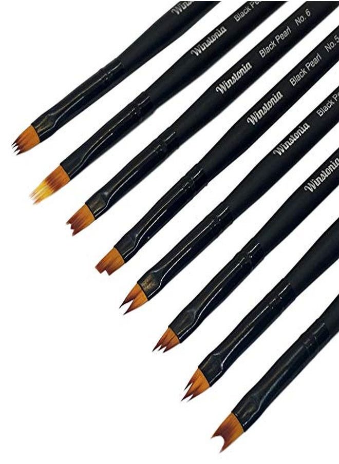 Winstonia 8 Pcs Nail Brush Set For Flowers Gradient Ombre Art Pattern Manicure Designs Professional Gel Acrylic And Polish Nail Art Brushes Kit Black Pearl  - Image 4