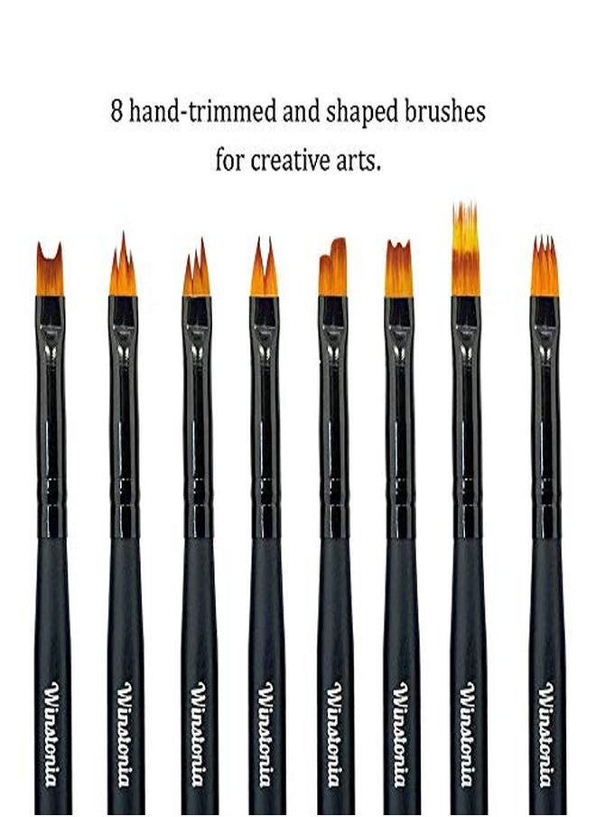 Winstonia 8 Pcs Nail Brush Set For Flowers Gradient Ombre Art Pattern Manicure Designs Professional Gel Acrylic And Polish Nail Art Brushes Kit Black Pearl  - Image 3