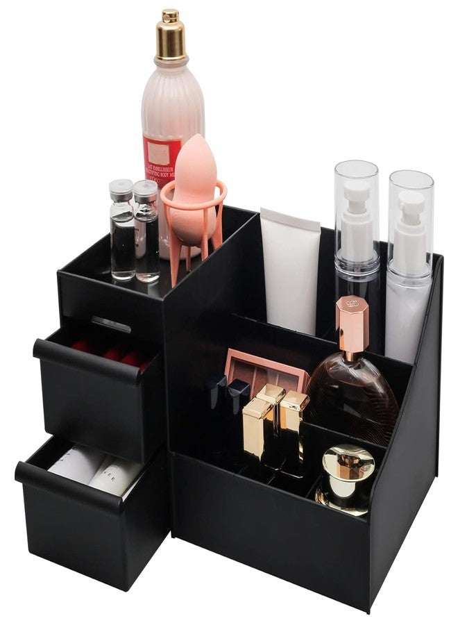 ROKTRY Cosmetic Organizer Box Drawers Storage Plastic Stationary Box | Make Up Organiser For Women(black) - Image 1