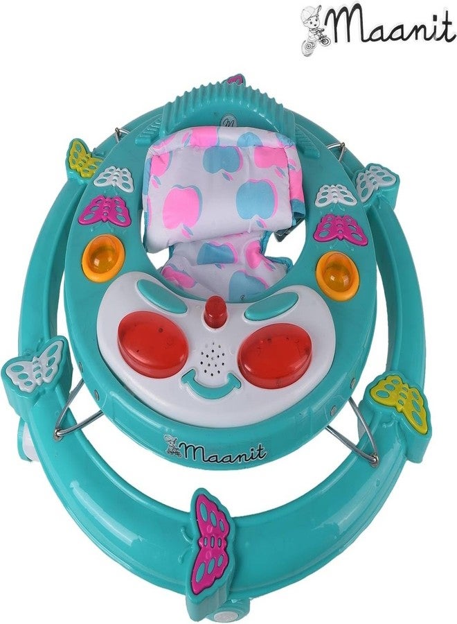 Maanit Musical 3 in 1 Butterfly design Baby Walker for 6-24 Months - 6-Wheel Adjustable Foldable Infant Walker with Cushioned Seat, 360° Rotating Wheels - Lightweight Safe Learning Walker for Toddlers (Green) - Image 3