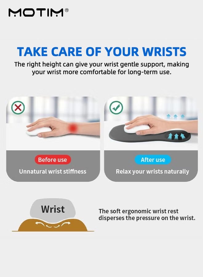 Motim 2Pc/Set Gel Mouse Pad Keyboard Pad, Mouse Pad Wrist Rest, Memory-Foam Ergonomic Mousepad, Non-Slip Rubber Base, Soft And Comfortable Mouse Mat Office Desk Mat - Image 4