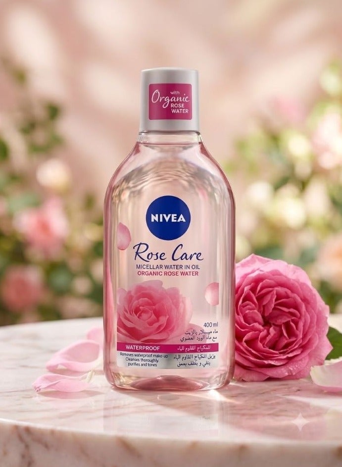 Nivea Face Micellar Water, Makeup Remover, Rose Care with Organic Rose, All Skin Types, 400ml - Image 1