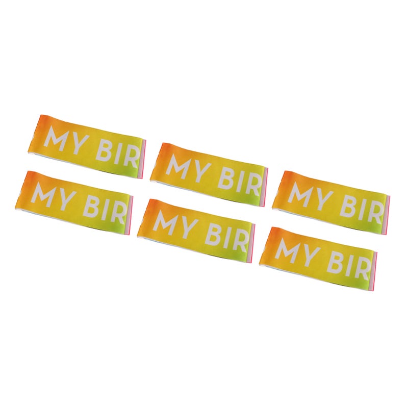 6 Pcs Birthday Sash Reusable Soft Comfortable Colorful Satin Birthday Sash Kids Birthday Gift Birthday Party Supplies - Image 1