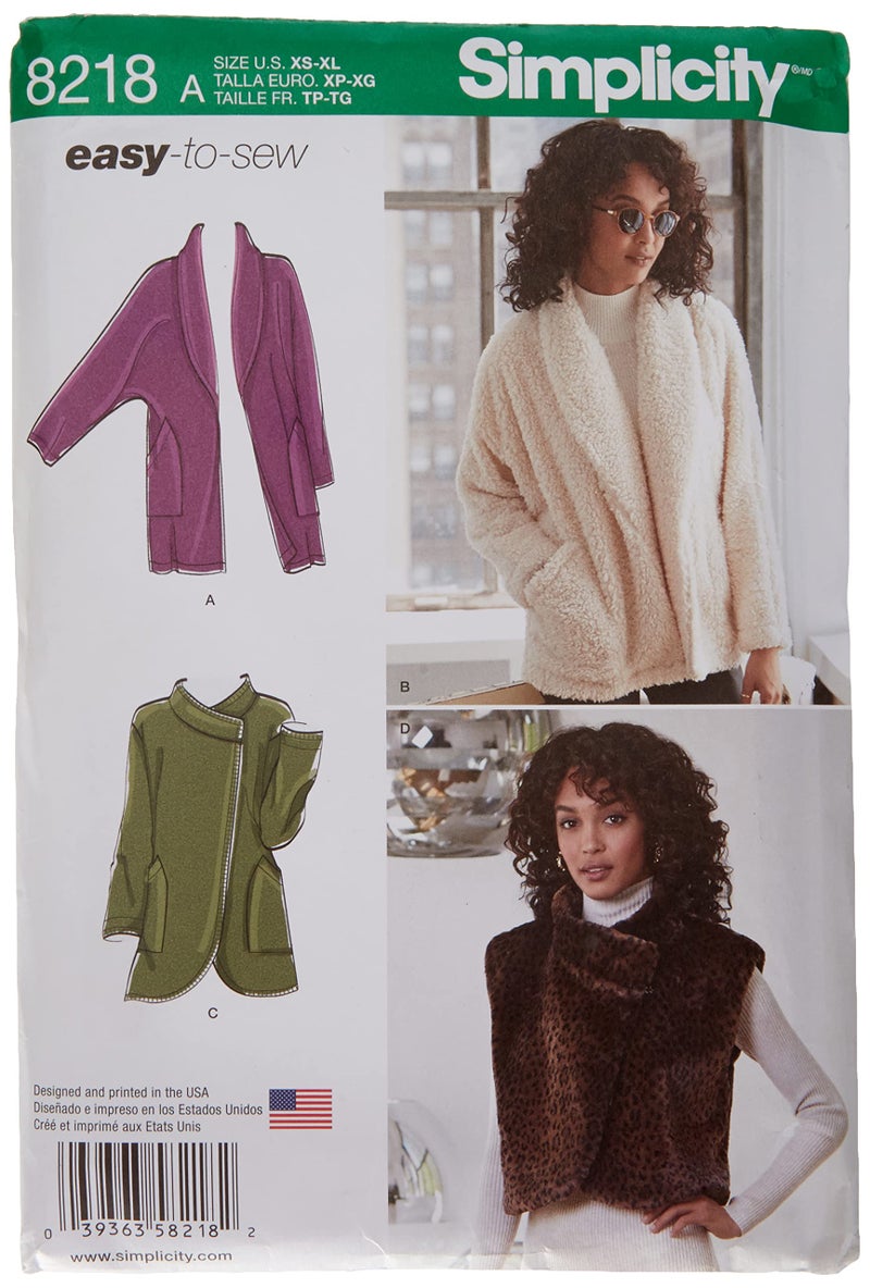 Simplicity 8218 Easy to Sew Women's Lined Coat and Vest Sewing Pattern, Sizes XS-XL - Image 1