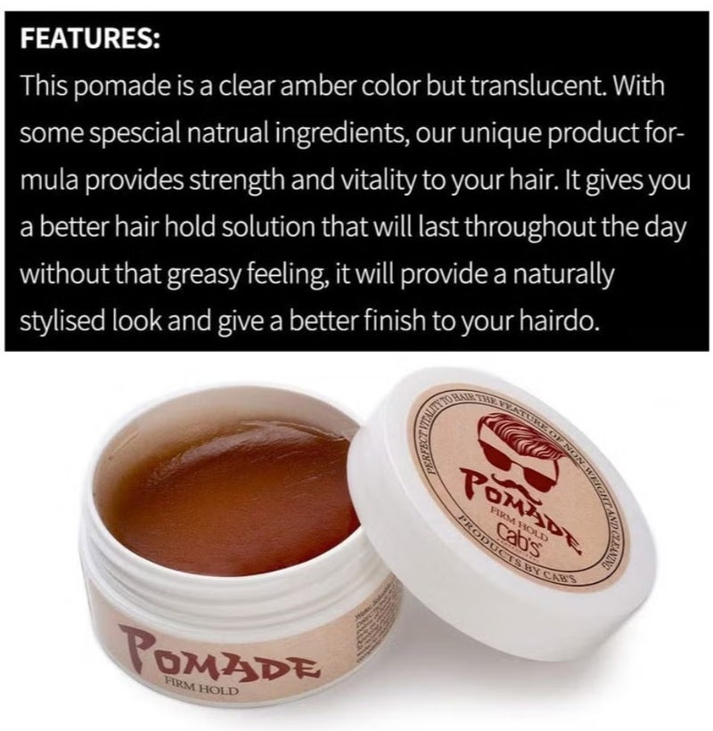 Cab's Firm Hold Hair Pomade for Men 80ml - Image 4