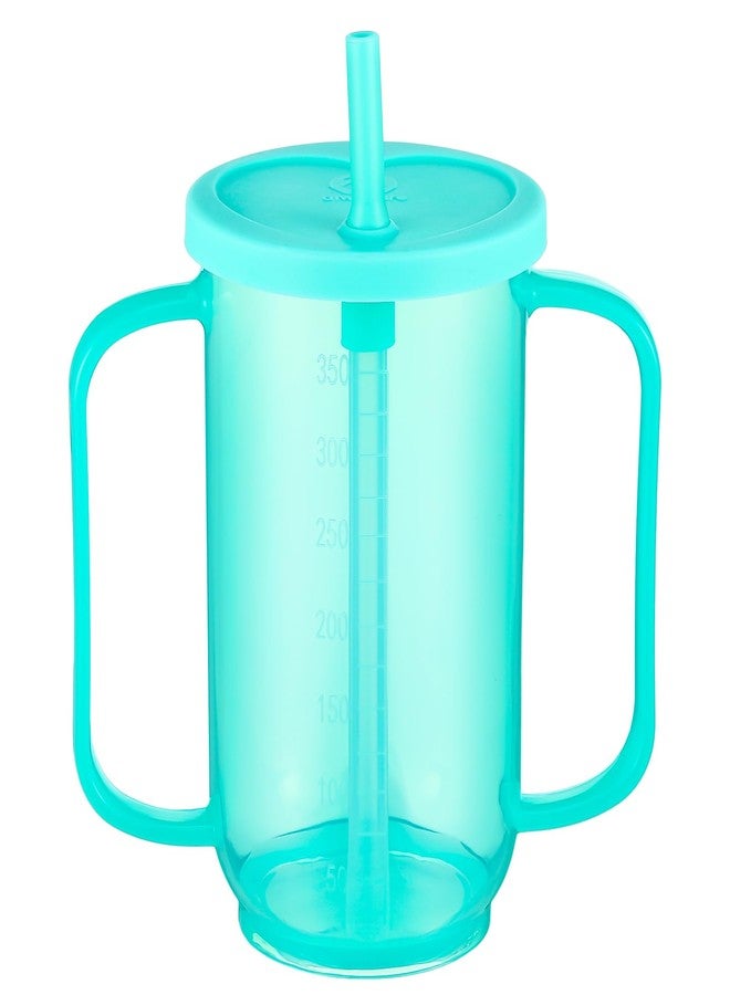 Sliner Adult Sippy Cups for Elderly 12 oz Straw Sippy Cups with 2 Handles No Spill for Adults Spill Proof Dysphagia Cup for Disabled Patients(Turquoise) - Image 1