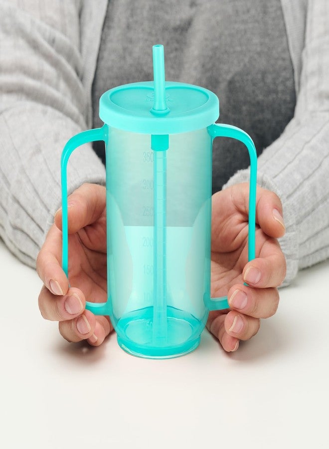 Sliner Adult Sippy Cups for Elderly 12 oz Straw Sippy Cups with 2 Handles No Spill for Adults Spill Proof Dysphagia Cup for Disabled Patients(Turquoise) - Image 5