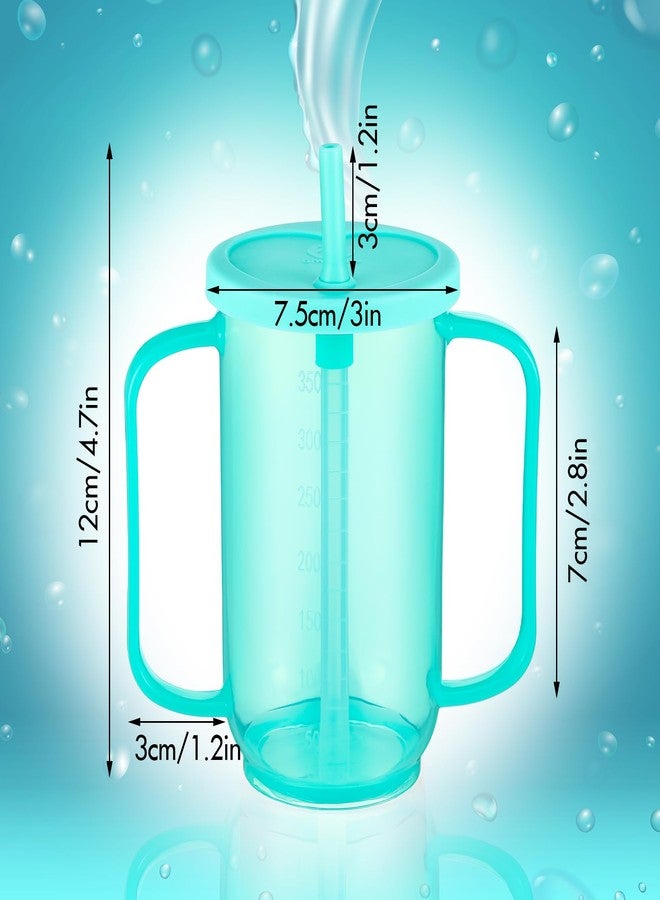 Sliner Adult Sippy Cups for Elderly 12 oz Straw Sippy Cups with 2 Handles No Spill for Adults Spill Proof Dysphagia Cup for Disabled Patients(Turquoise) - Image 2