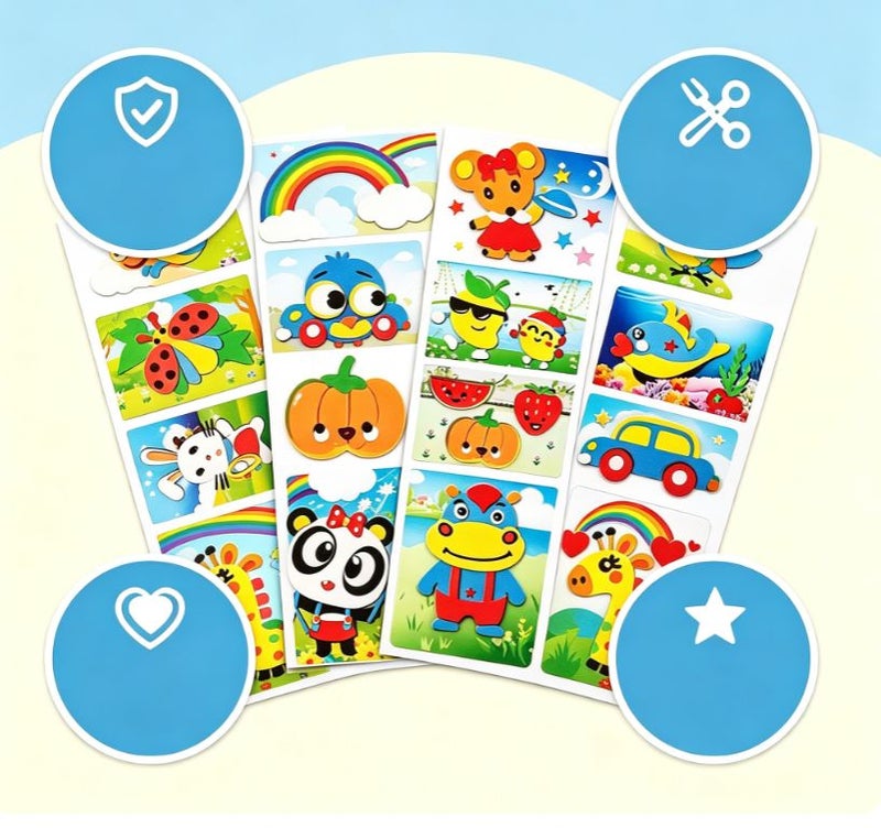 20 styles primary EVA foam stickers, size 18*13CM, rich cartoon animal & fruit patterns for kids DIY  craft - Image 4