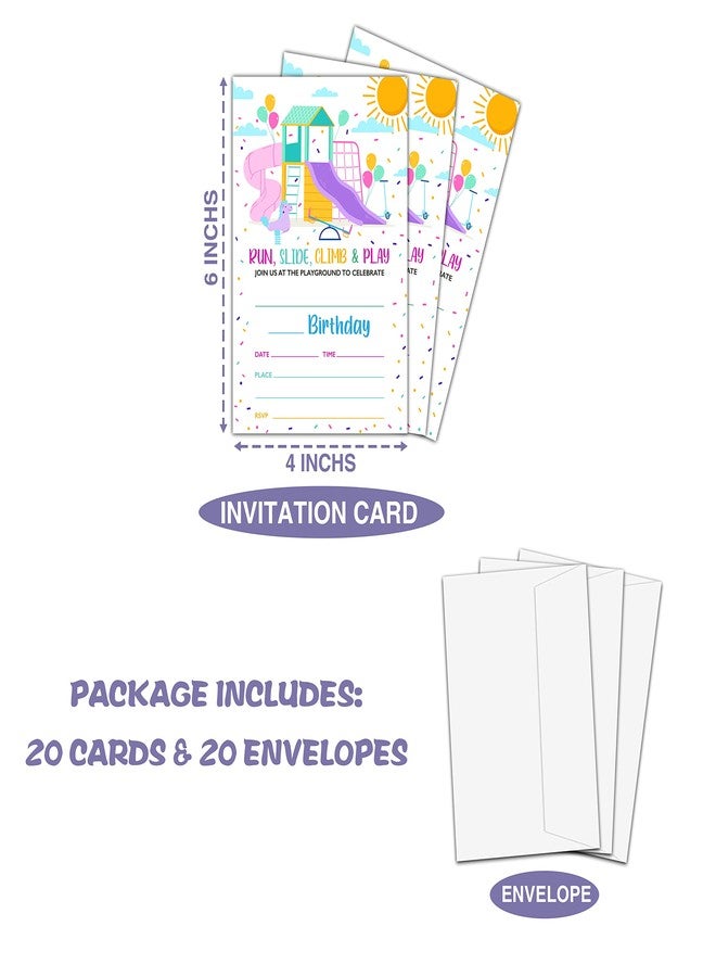 Levitatinyear Playground Birthday Party Invitation, Park Themed Fill-In Invites for Adults Women & Men, 20 Invitations With Envelopes (4" X 6"), Adult Outdoor Party Favors Decorations and Supplies -27 - Image 4