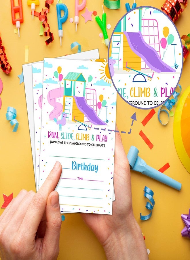Levitatinyear Playground Birthday Party Invitation, Park Themed Fill-In Invites for Adults Women & Men, 20 Invitations With Envelopes (4" X 6"), Adult Outdoor Party Favors Decorations and Supplies -27 - Image 5