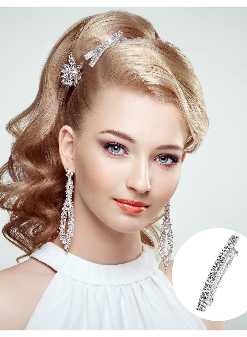 Set of 8 Sparkling Rhinestone Hair Clips for Women and Girls, Elegant Metal Spring Barrettes and Crystal Ponytail Holders - Image 5