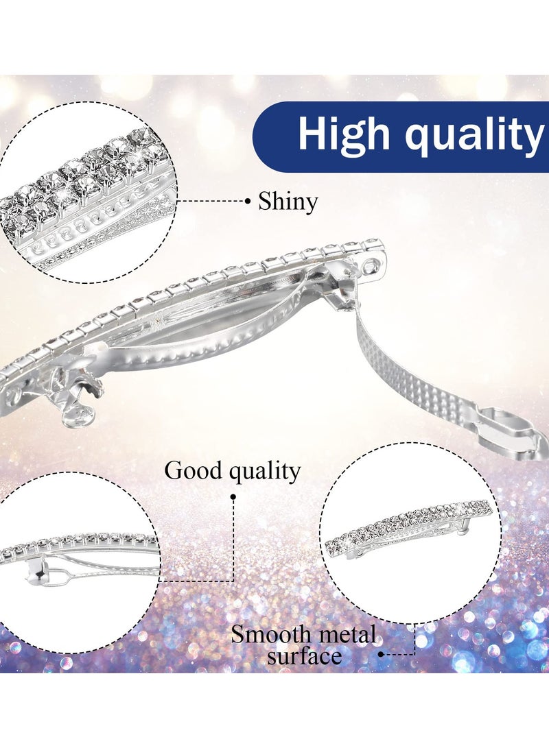 Set of 8 Sparkling Rhinestone Hair Clips for Women and Girls, Elegant Metal Spring Barrettes and Crystal Ponytail Holders - Image 3