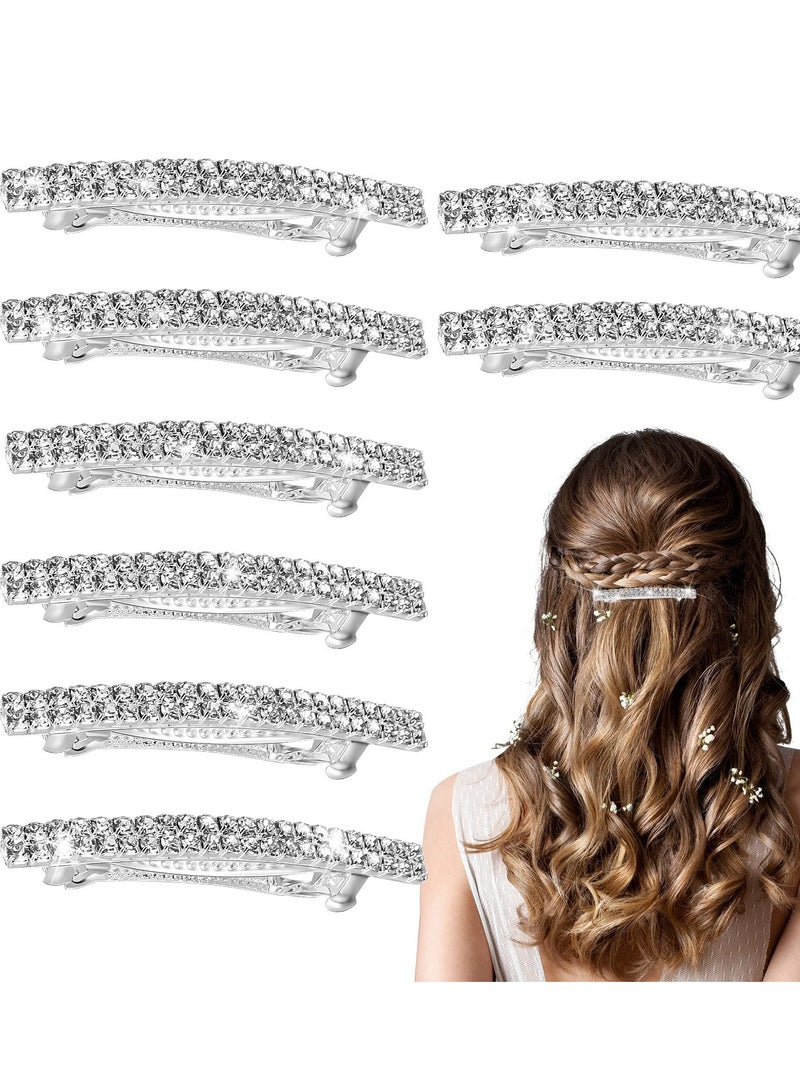 Set of 8 Sparkling Rhinestone Hair Clips for Women and Girls, Elegant Metal Spring Barrettes and Crystal Ponytail Holders - Image 1