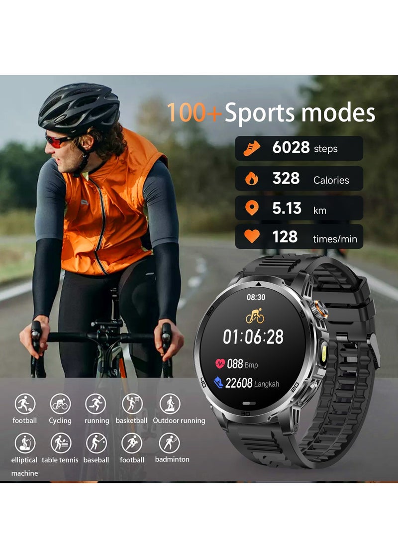 RollsTimi  Men's Bluetooth Smart Watch, 1.85-Inch HD High-Definition Touch Screen, 360*360 High Resolution, LED Flashlight, IP68 Daily Waterproof, 1000mAh Long Battery Life Battery, Sports And Sleep Monitoring, Multiple Sports Modes, DIY Personalized Dial, Bluetooth Call Receiving/Making, Magnetic Charging, Sedentary Reminder, Message Notification, Smart Bluetooth Wearable Watch, RT AK95 - Image 2