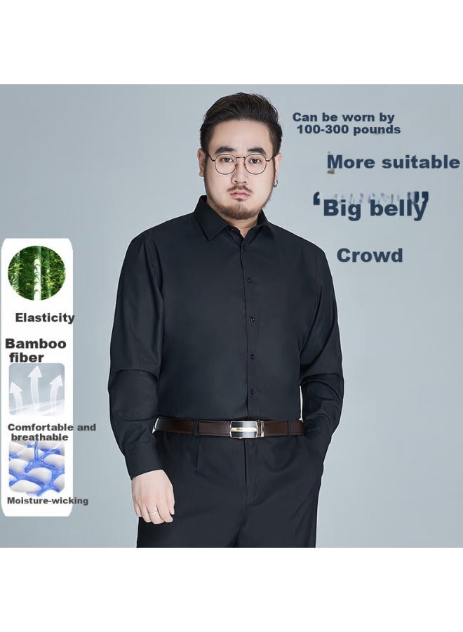 Ayoupang Plus Size Bamboo Fiber Long Sleeve Shirt Men's Casual Business Loose Elastic Fat Big Size Wrinkle-free Wrinkle-resistant Undershirt - Image 1