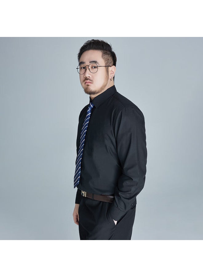 Ayoupang Plus Size Bamboo Fiber Long Sleeve Shirt Men's Casual Business Loose Elastic Fat Big Size Wrinkle-free Wrinkle-resistant Undershirt - Image 2