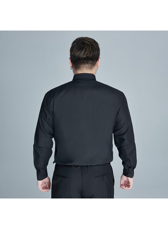 Ayoupang Plus Size Bamboo Fiber Long Sleeve Shirt Men's Casual Business Loose Elastic Fat Big Size Wrinkle-free Wrinkle-resistant Undershirt - Image 3
