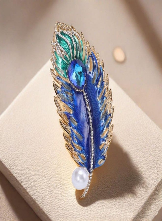 دبابيس بروش ماردي غرا للنساء والرجال، مرصعة بأحجار الراين، على شكل قناع وقبعة حرباء وتاج وريشة، دبابيس مينا ملونة عصرية، إكسسوارات ملابس، مجوهرات ماردي غرا، هدية للجنسين (ريشة) - Image 2