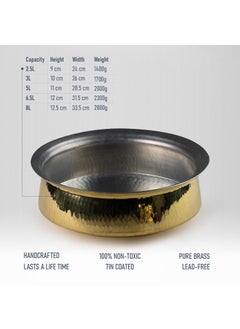 Healthsmith Healthsmith 100 Pure Hammered Brass Lagan HandiPatila for Cooking Excellent Heat Conductivity Strong and Durable Provides Proven Health Benefits Easy to Clean Maintain 8L 28kg  - Image 4