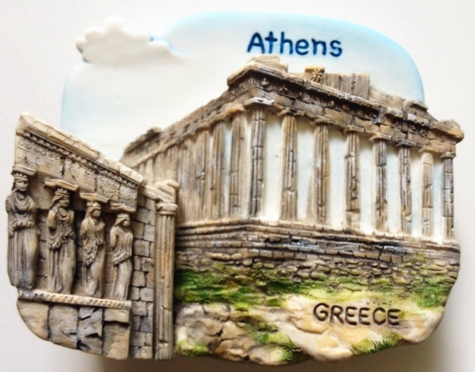 Tiny 2 Parthenon Acropolis of Athens Greece Miniature Hand Made Resin 3D Europe Landmark Tourist Attractions Decorative Refrigerator Fridge Magnets Collectibles Traveler Souvenirs Gifts