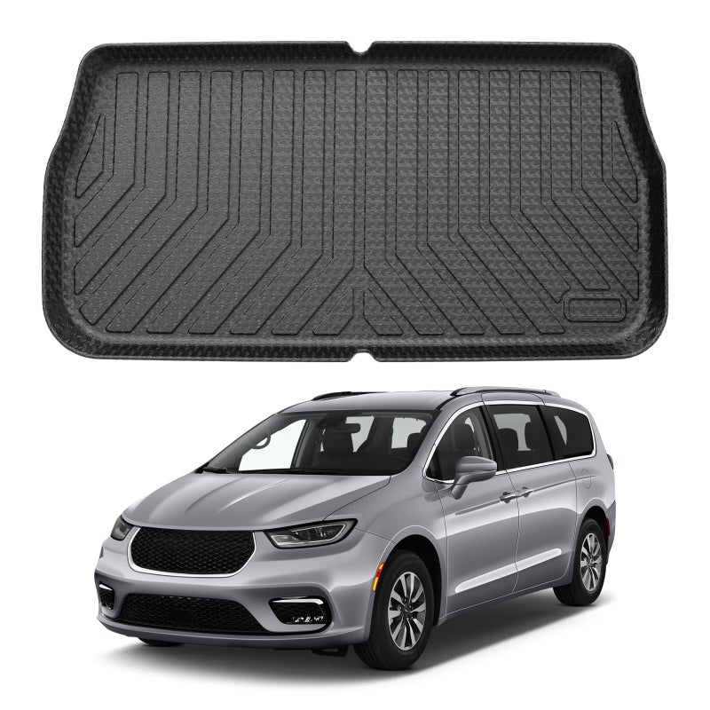 Mixsuper Custom Fit Cargo Liner for Chrysler Pacifica 20172025Voyager 20202025 Behind The 3rd Row All Weather Rear Cargo Mat Trunk Liner Black